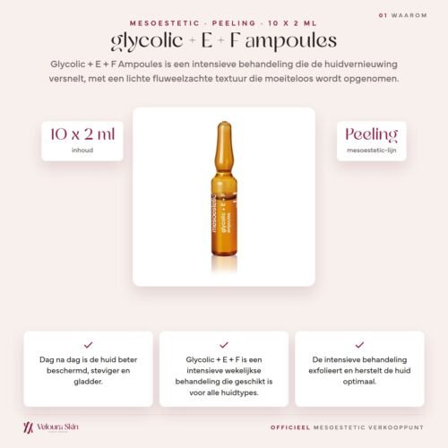 Mesoestetic glycolic + E + F ampoules productinformatie